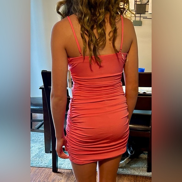 Pink Bodycon Ruched Cowl Neck Homecoming Dress (Honey and Rosie, Size XS) - Picture 7 of 7